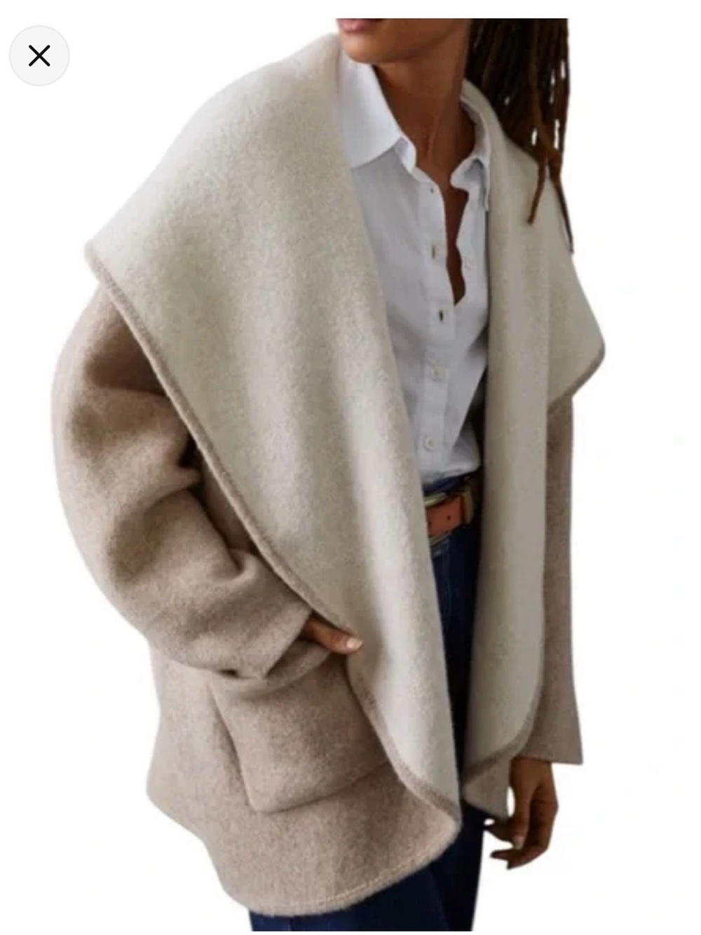 Anthropologie Two-Tone Taupe and Cream Open-Front Cardigan